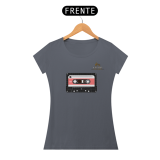 Nome do produtoCamiseta Premium Feminina Algodão Pima Estampada Musical Fita Cassete - Estilo Sonoro
