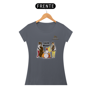 Nome do produtoCamiseta Premium Feminina Algodão Pima Estampada Musical Jazz Music - Estilo Sonoro