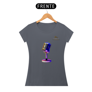 Nome do produtoCamiseta Premium Feminina Algodão Pima Estampada Musical Microfone - Estilo Sonoro