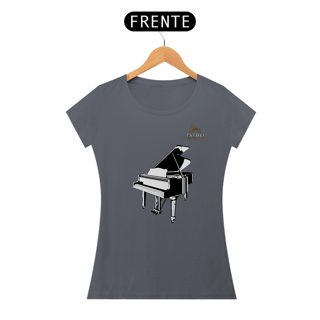 Nome do produtoCamiseta Premium Feminina Algodão Pima Estampada Musical Piano - Estilo Sonoro