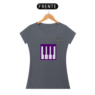 Nome do produtoCamiseta Premium Feminina Algodão Pima Estampada Musical Piano - Estilo Sonoro
