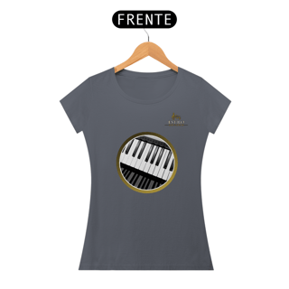Nome do produtoCamiseta Premium Feminina Algodão Pima Estampada Musical Piano - Estilo Sonoro