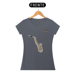 Nome do produtoCamiseta Premium Feminina Algodão Pima Estampada Musical Saxofone - Estilo Sonoro