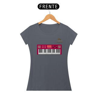 Nome do produtoCamiseta Premium Feminina Algodão Pima Estampada Musical Teclado - Estilo Sonoro