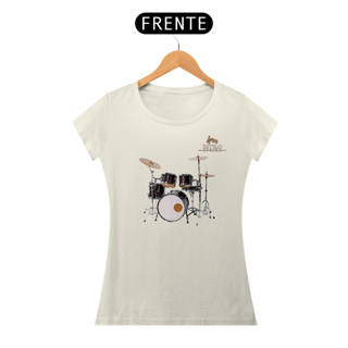 Nome do produtoCamiseta Premium Feminina Algodão Pima Estampada Musical Bateria - Estilo Sonoro