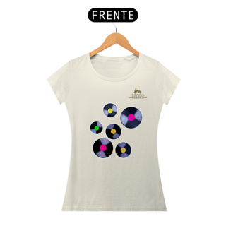 Nome do produtoCamiseta Premium Feminina Algodão Pima Estampada Musical Disco de Vinil - Estilo Sonoro