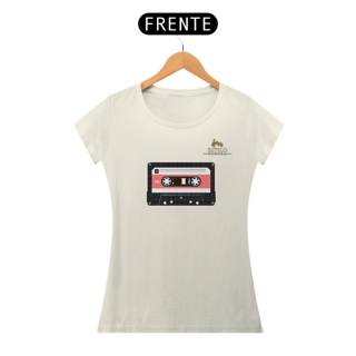 Nome do produtoCamiseta Premium Feminina Algodão Pima Estampada Musical Fita Cassete - Estilo Sonoro