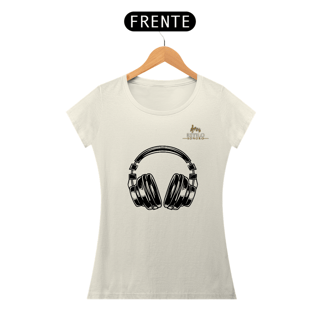 Nome do produtoCamiseta Premium Feminina Algodão Pima Estampada Musical Fone de Ouvido - Estilo Sonoro