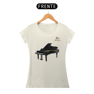 Nome do produtoCamiseta Premium Feminina Algodão Pima Estampada Musical Piano - Estilo Sonoro