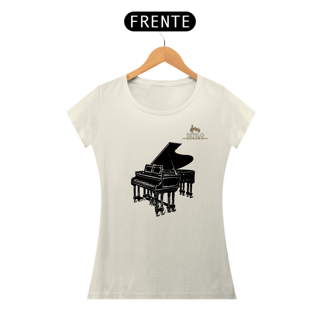 Nome do produtoCamiseta Premium Feminina Algodão Pima Estampada Musical Piano - Estilo Sonoro