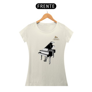 Nome do produtoCamiseta Premium Feminina Algodão Pima Estampada Musical Piano - Estilo Sonoro