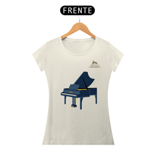Nome do produtoCamiseta Premium Feminina Algodão Pima Estampada Musical Piano - Estilo Sonoro