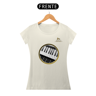 Nome do produtoCamiseta Premium Feminina Algodão Pima Estampada Musical Piano - Estilo Sonoro