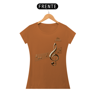 Nome do produtoCamiseta Premium Feminina Algodão Pima Estampada Musical Clave sol - Estilo Sonoro