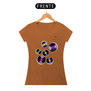 Nome do produtoCamiseta Premium Feminina Algodão Pima Estampada Musical Disco de Vinil - Estilo Sonoro