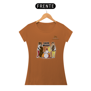 Nome do produtoCamiseta Premium Feminina Algodão Pima Estampada Musical Jazz Music - Estilo Sonoro
