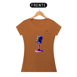 Nome do produtoCamiseta Premium Feminina Algodão Pima Estampada Musical Microfone - Estilo Sonoro