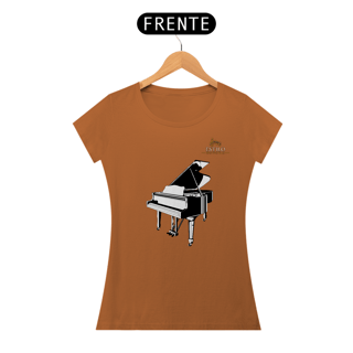 Nome do produtoCamiseta Premium Feminina Algodão Pima Estampada Musical Piano - Estilo Sonoro