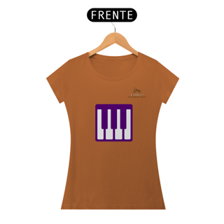 Nome do produtoCamiseta Premium Feminina Algodão Pima Estampada Musical Piano - Estilo Sonoro