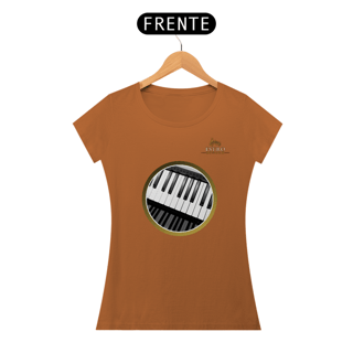 Nome do produtoCamiseta Premium Feminina Algodão Pima Estampada Musical Piano - Estilo Sonoro