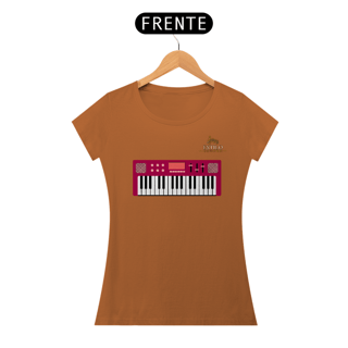 Nome do produtoCamiseta Premium Feminina Algodão Pima Estampada Musical Teclado - Estilo Sonoro