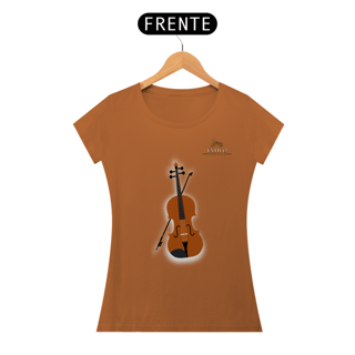 Nome do produtoCamiseta Premium Feminina Baby Long Algodão Pima Estampada Musical Violoncelo - Estilo Sonoro