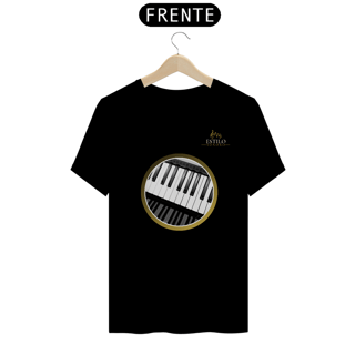 Nome do produtoCamiseta Premium Masculina Algodão Pima Estampada Musical Piano - Estilo Sonoro