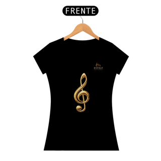 Nome do produtoCamiseta Premium Feminina Algodão Pima Estampada Musical Clave sol - Estilo Sonoro