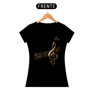 Nome do produtoCamiseta Premium Feminina Algodão Pima Estampada Musical Clave sol - Estilo Sonoro
