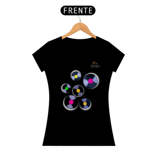 Nome do produtoCamiseta Premium Feminina Algodão Pima Estampada Musical Disco de Vinil - Estilo Sonoro
