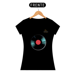 Nome do produtoCamiseta Premium Feminina Algodão Pima Estampada Musical Disco de Vinil - Estilo Sonoro