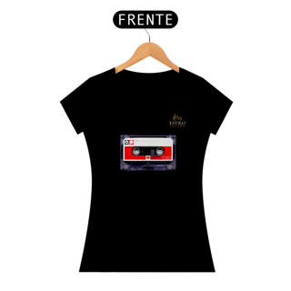 Nome do produtoCamiseta Premium Feminina Algodão Pima Estampada Musical Fita Cassete - Estilo Sonoro
