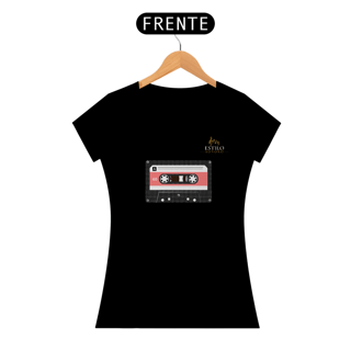 Nome do produtoCamiseta Premium Feminina Algodão Pima Estampada Musical Fita Cassete - Estilo Sonoro