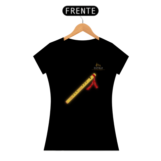Nome do produtoCamiseta Premium Feminina Algodão Pima Estampada Musical Flauta - Estilo Sonoro