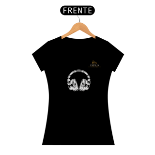 Nome do produtoCamiseta Premium Feminina Algodão Pima Estampada Musical Fone de Ouvido - Estilo Sonoro