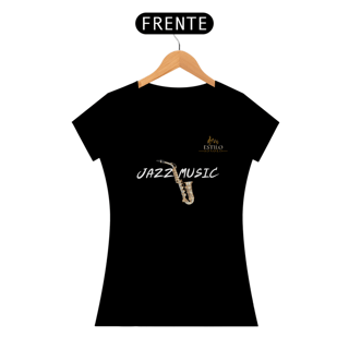 Nome do produtoCamiseta Premium Feminina Algodão Pima Estampada Musical Jazz Music - Estilo Sonoro