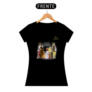 Nome do produtoCamiseta Premium Feminina Algodão Pima Estampada Musical Jazz Music - Estilo Sonoro