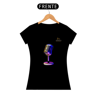 Nome do produtoCamiseta Premium Feminina Algodão Pima Estampada Musical Microfone - Estilo Sonoro