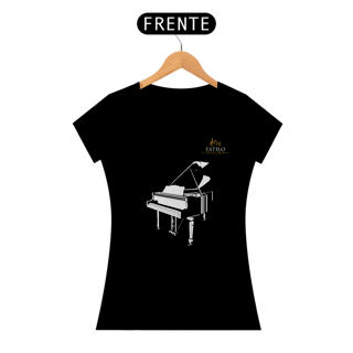 Nome do produtoCamiseta Premium Feminina Algodão Pima Estampada Musical Piano - Estilo Sonoro