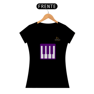 Nome do produtoCamiseta Premium Feminina Algodão Pima Estampada Musical Piano - Estilo Sonoro