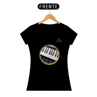 Nome do produtoCamiseta Premium Feminina Algodão Pima Estampada Musical Piano - Estilo Sonoro