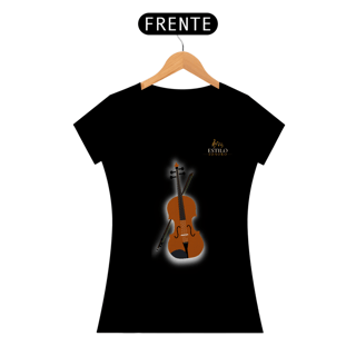 Nome do produtoCamiseta Premium Feminina Baby Long Algodão Pima Estampada Musical Violoncelo - Estilo Sonoro