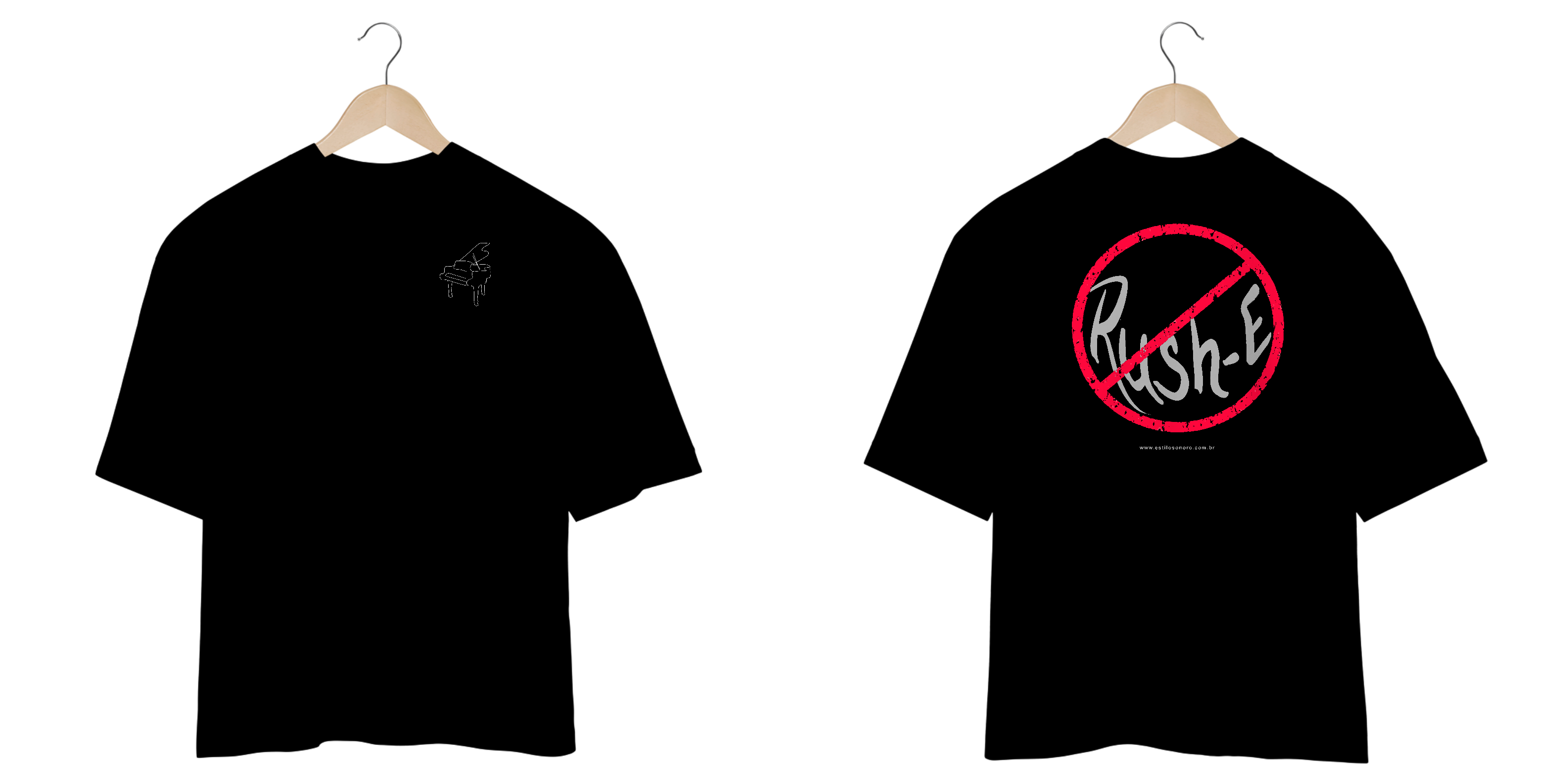 Camiseta Piano Frente Rush E Atrás Oversized Exclusiva