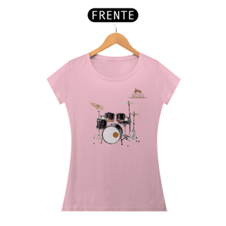 Nome do produtoCamiseta Premium Feminina Algodão Pima Estampada Musical Bateria - Estilo Sonoro