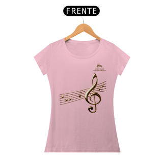 Nome do produtoCamiseta Premium Feminina Algodão Pima Estampada Musical Clave sol - Estilo Sonoro
