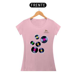 Nome do produtoCamiseta Premium Feminina Algodão Pima Estampada Musical Disco de Vinil - Estilo Sonoro