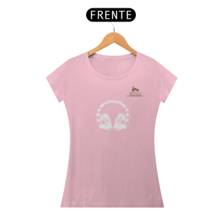 Nome do produtoCamiseta Premium Feminina Algodão Pima Estampada Musical Fone de Ouvido - Estilo Sonoro
