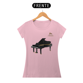 Nome do produtoCamiseta Premium Feminina Algodão Pima Estampada Musical Piano - Estilo Sonoro