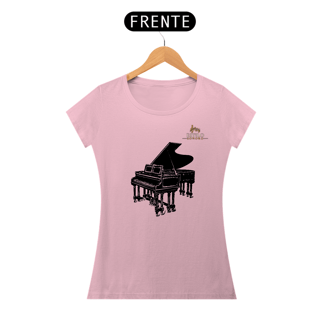 Nome do produtoCamiseta Premium Feminina Algodão Pima Estampada Musical Piano - Estilo Sonoro