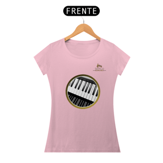 Nome do produtoCamiseta Premium Feminina Algodão Pima Estampada Musical Piano - Estilo Sonoro